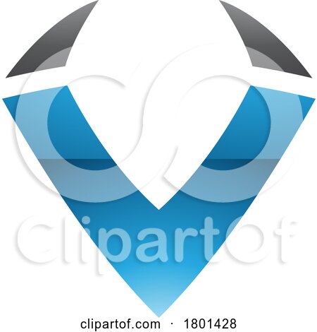 Blue and Black Glossy Horn Shaped Letter V Icon by cidepix