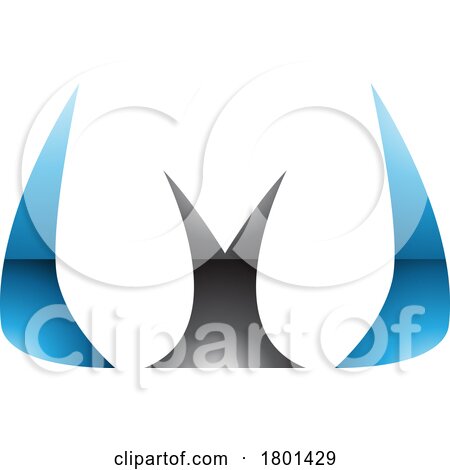 Blue and Black Glossy Horn Shaped Letter W Icon by cidepix