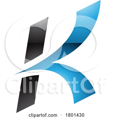 Blue and Black Glossy Italic Arrow Shaped Letter K Icon by cidepix