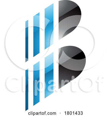 Blue and Black Glossy Letter B Icon with Vertical Stripes by cidepix