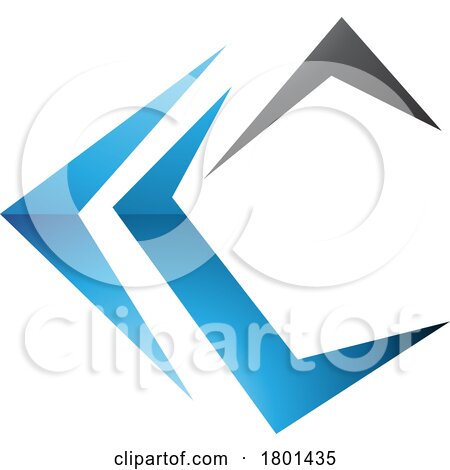Blue and Black Glossy Letter C Icon with Pointy Tips by cidepix