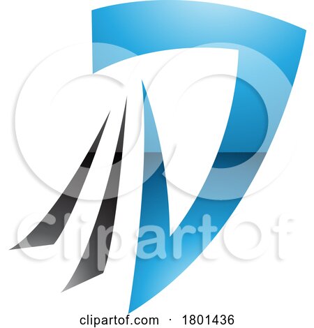 Blue and Black Glossy Letter D Icon with Tails by cidepix