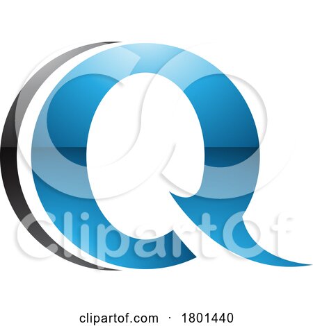 Blue and Black Glossy Spiky Round Shaped Letter Q Icon by cidepix