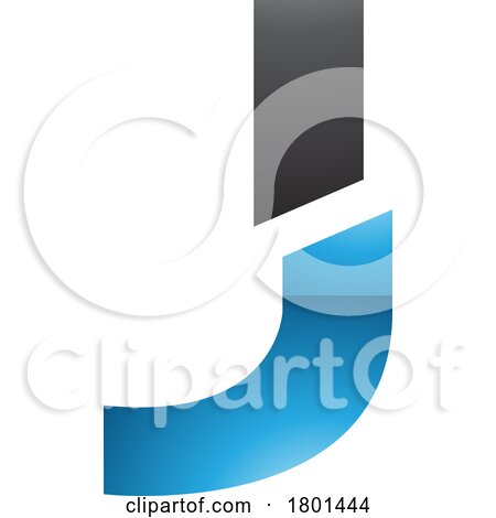 Blue and Black Glossy Split Shaped Letter J Icon by cidepix