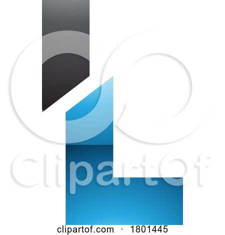 Blue and Black Glossy Split Shaped Letter L Icon by cidepix