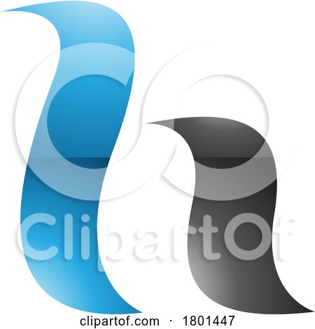 Blue and Black Glossy Calligraphic Letter H Icon by cidepix