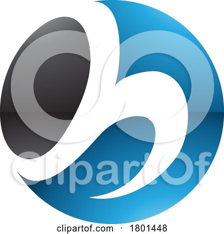 Blue and Black Glossy Circle Shaped Letter H Icon by cidepix