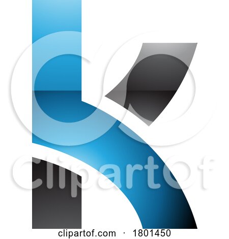 Blue and Black Glossy Lowercase Letter K Icon with Overlapping Paths by cidepix