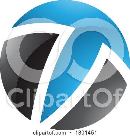 Blue and Black Glossy Circle Shaped Letter T Icon by cidepix