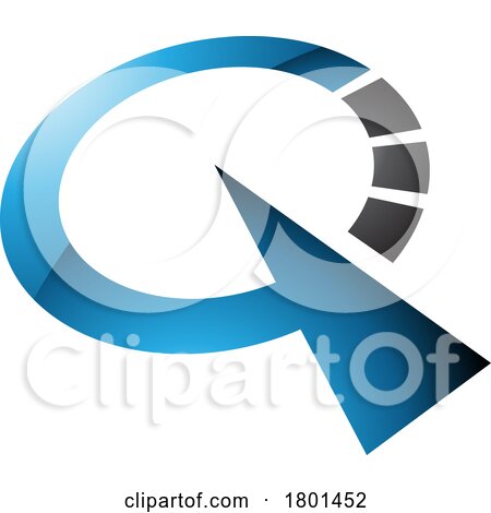 Blue and Black Glossy Clock Shaped Letter Q Icon by cidepix