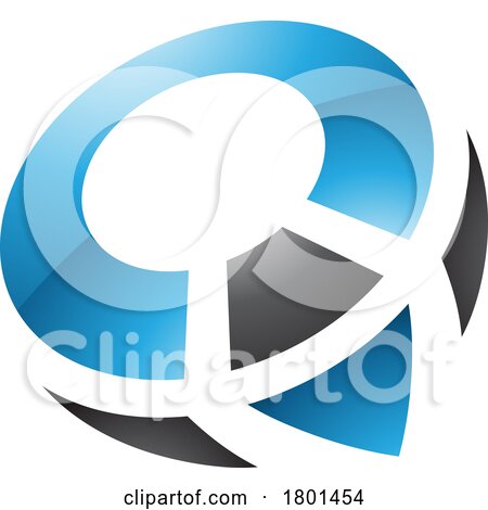 Blue and Black Glossy Compass Shaped Letter Q Icon by cidepix