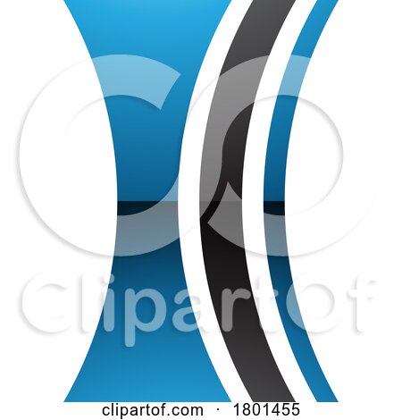 Blue and Black Glossy Concave Lens Shaped Letter I Icon by cidepix