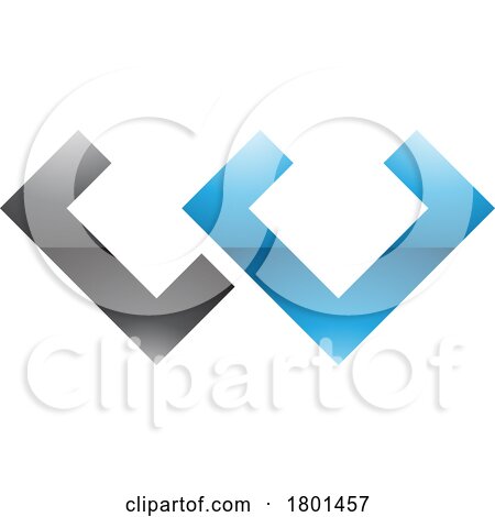 Blue and Black Glossy Cornered Shaped Letter W Icon by cidepix