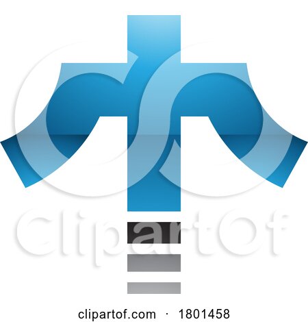 Blue and Black Glossy Cross Shaped Letter T Icon by cidepix