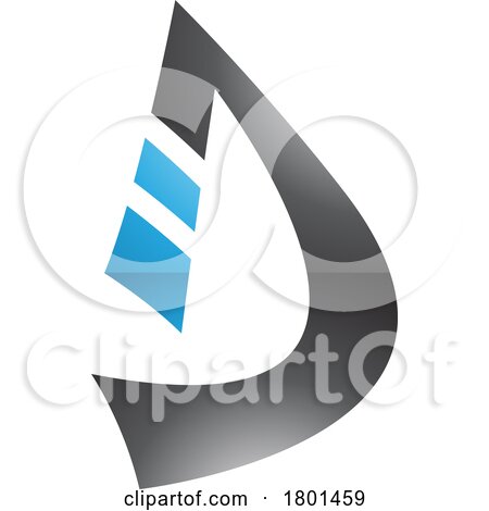 Blue and Black Glossy Curved Strip Shaped Letter D Icon by cidepix