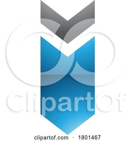 Blue and Black Glossy down Facing Arrow Shaped Letter I Icon by cidepix