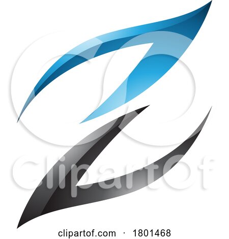 Blue and Black Glossy Fire Shaped Letter Z Icon by cidepix