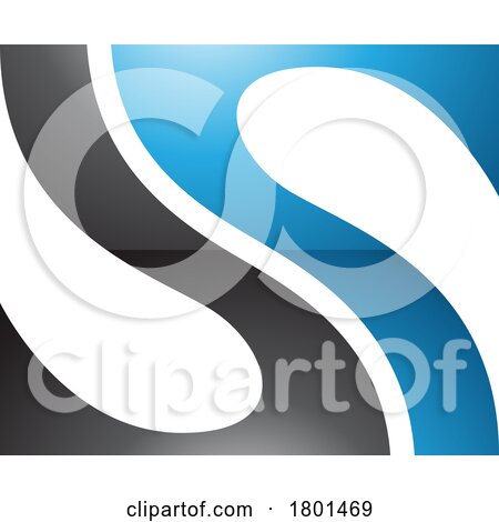 Blue and Black Glossy Fish Fin Shaped Letter S Icon by cidepix