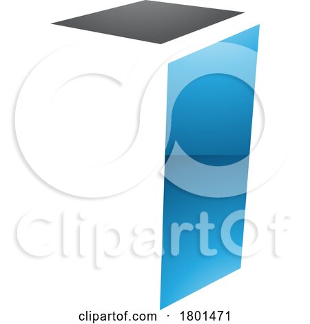 Blue and Black Glossy Folded Letter I Icon by cidepix