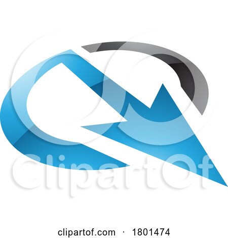 Blue and Black Glossy Arrow Shaped Letter Q Icon by cidepix