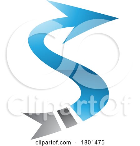 Blue and Black Glossy Arrow Shaped Letter S Icon by cidepix