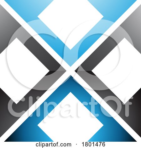 Blue and Black Glossy Arrow Square Shaped Letter X Icon by cidepix