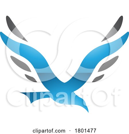 Blue and Black Glossy Bird Shaped Letter V Icon by cidepix