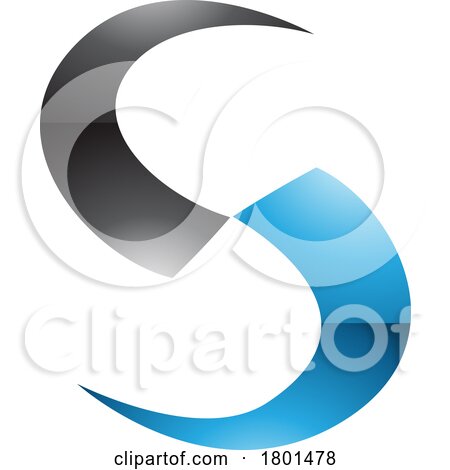 Blue and Black Glossy Blade Shaped Letter S Icon by cidepix