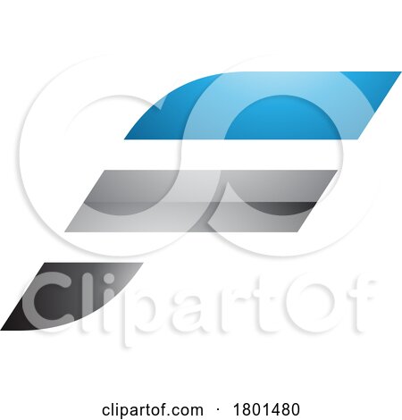 Blue and Black Glossy Letter F Icon with Horizontal Stripes by cidepix