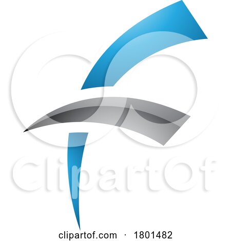 Blue and Black Glossy Letter F Icon with Round Spiky Lines by cidepix
