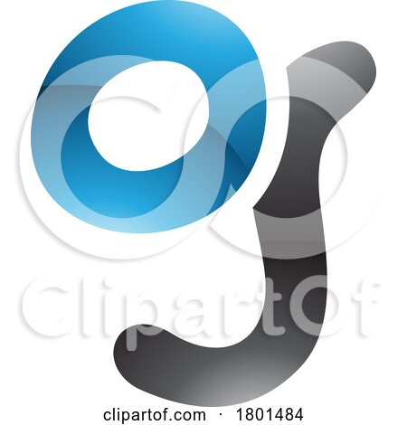 Blue and Black Glossy Letter G Icon with Soft Round Lines by cidepix