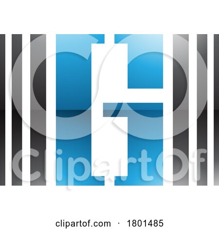 Blue and Black Glossy Letter G Icon with Vertical Stripes by cidepix