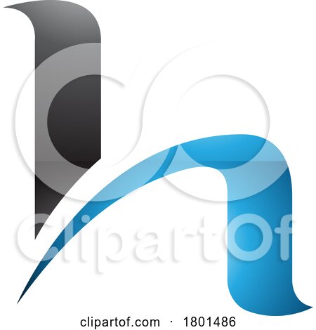 Blue and Black Glossy Letter H Icon with Round Spiky Lines by cidepix