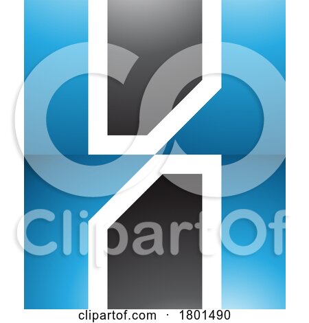 Blue and Black Glossy Letter H Icon with Vertical Rectangles by cidepix