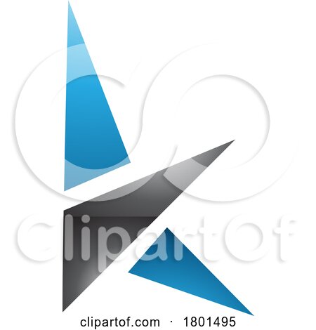Blue and Black Glossy Letter K Icon with Triangles by cidepix