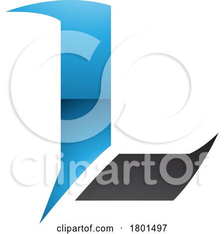 Blue and Black Glossy Letter L Icon with Sharp Spikes by cidepix