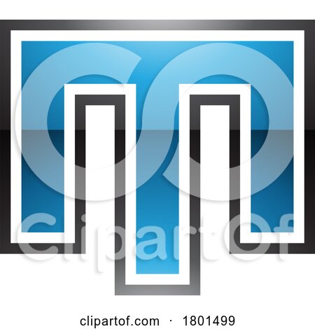 Blue and Black Glossy Letter M Icon with an Outer Stripe by cidepix