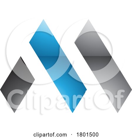 Blue and Black Glossy Letter M Icon with Rectangles by cidepix