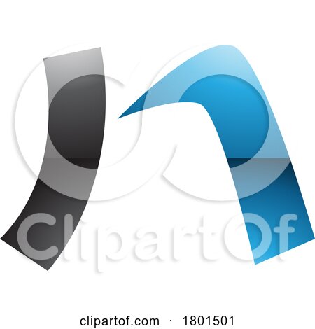 Blue and Black Glossy Letter N Icon with a Curved Rectangle by cidepix