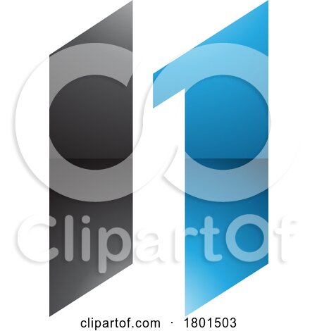 Blue and Black Glossy Letter N Icon with Parallelograms by cidepix