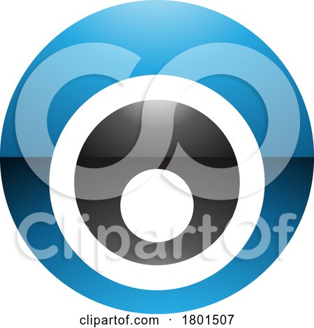 Blue and Black Glossy Letter O Icon with Nested Circles by cidepix