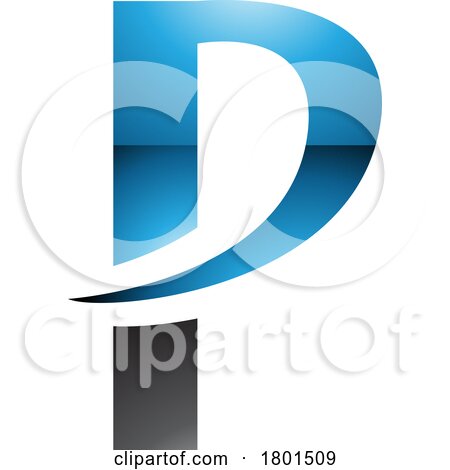 Blue and Black Glossy Letter P Icon with a Pointy Tip by cidepix