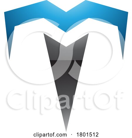 Blue and Black Glossy Letter T Icon with Pointy Tips by cidepix