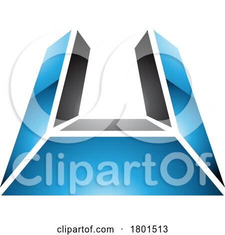 Blue and Black Glossy Letter U Icon in Perspective by cidepix