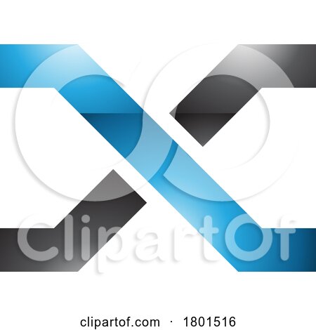 Blue and Black Glossy Letter X Icon with Crossing Lines by cidepix