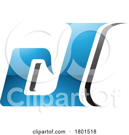 Blue and Black Glossy Lowercase Italic Letter D Icon by cidepix