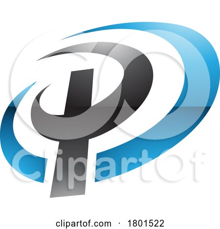 Blue and Black Glossy Oval Shaped Letter P Icon by cidepix