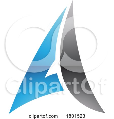 Blue and Black Glossy Paper Plane Shaped Letter a Icon by cidepix