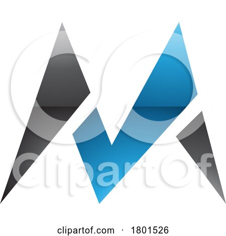 Blue and Black Glossy Pointy Tipped Letter M Icon by cidepix