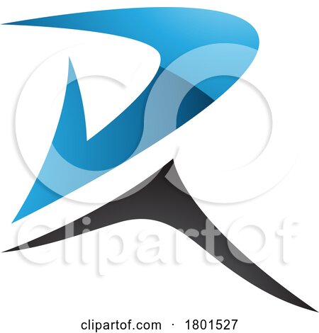 Blue and Black Glossy Pointy Tipped Letter R Icon by cidepix